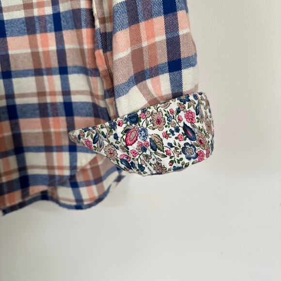 Anthropologie Isabella Sinclair Plaid Shirt Womens MEDIUM Boho Western Lace Back - Picture 5 of 11